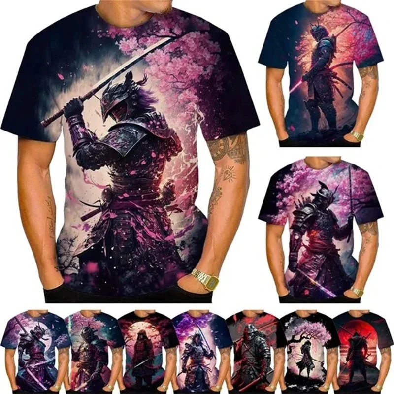 New Japanese Samurai Graphic T-shirt 3D Print Sakura Ninja Short Sleeve Shirt Fashion Casual Tops For Men And Women Clothes Tees