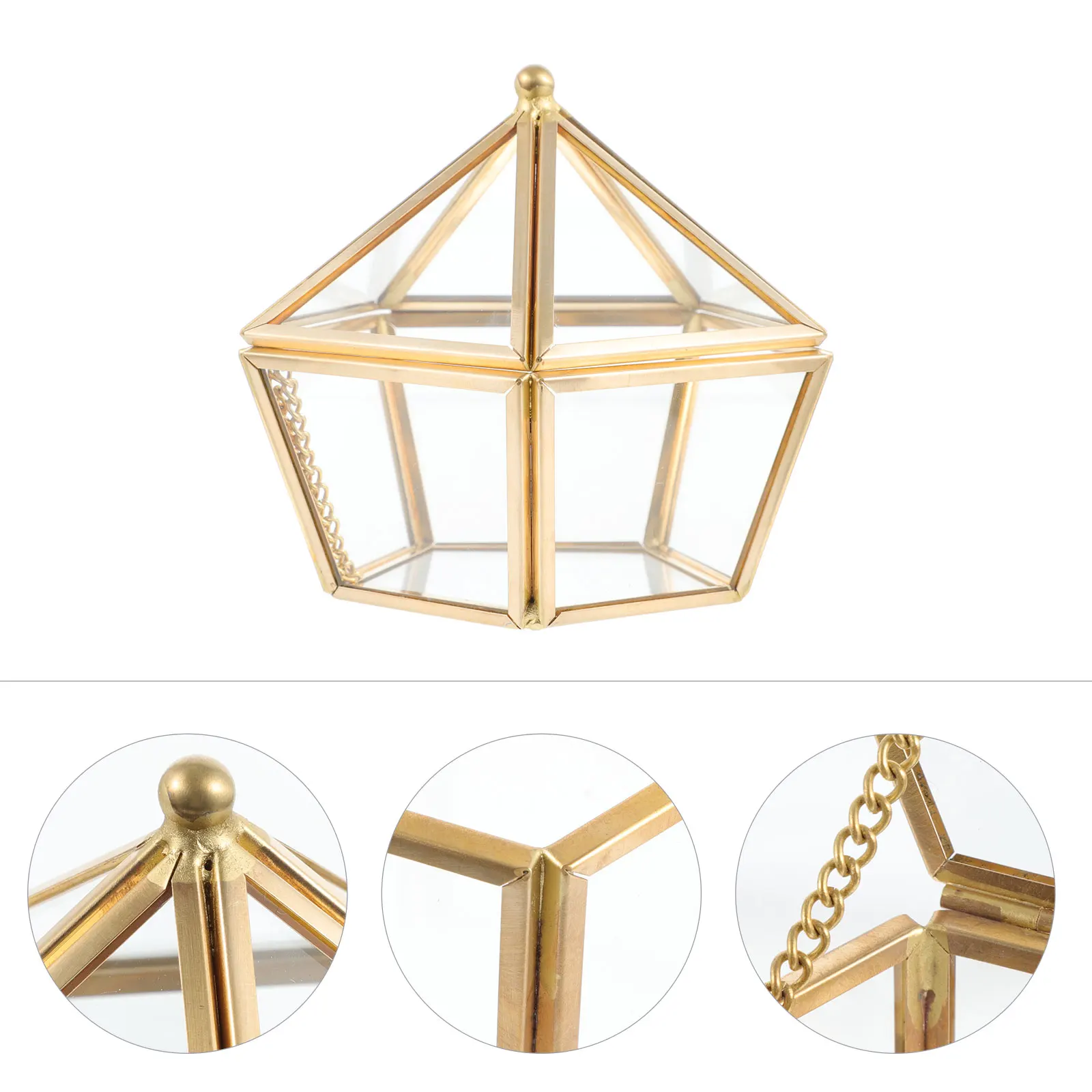 1pc Vintage Metal Glass Jewelry Box DIY Wedding Ring Container Jewelry Case