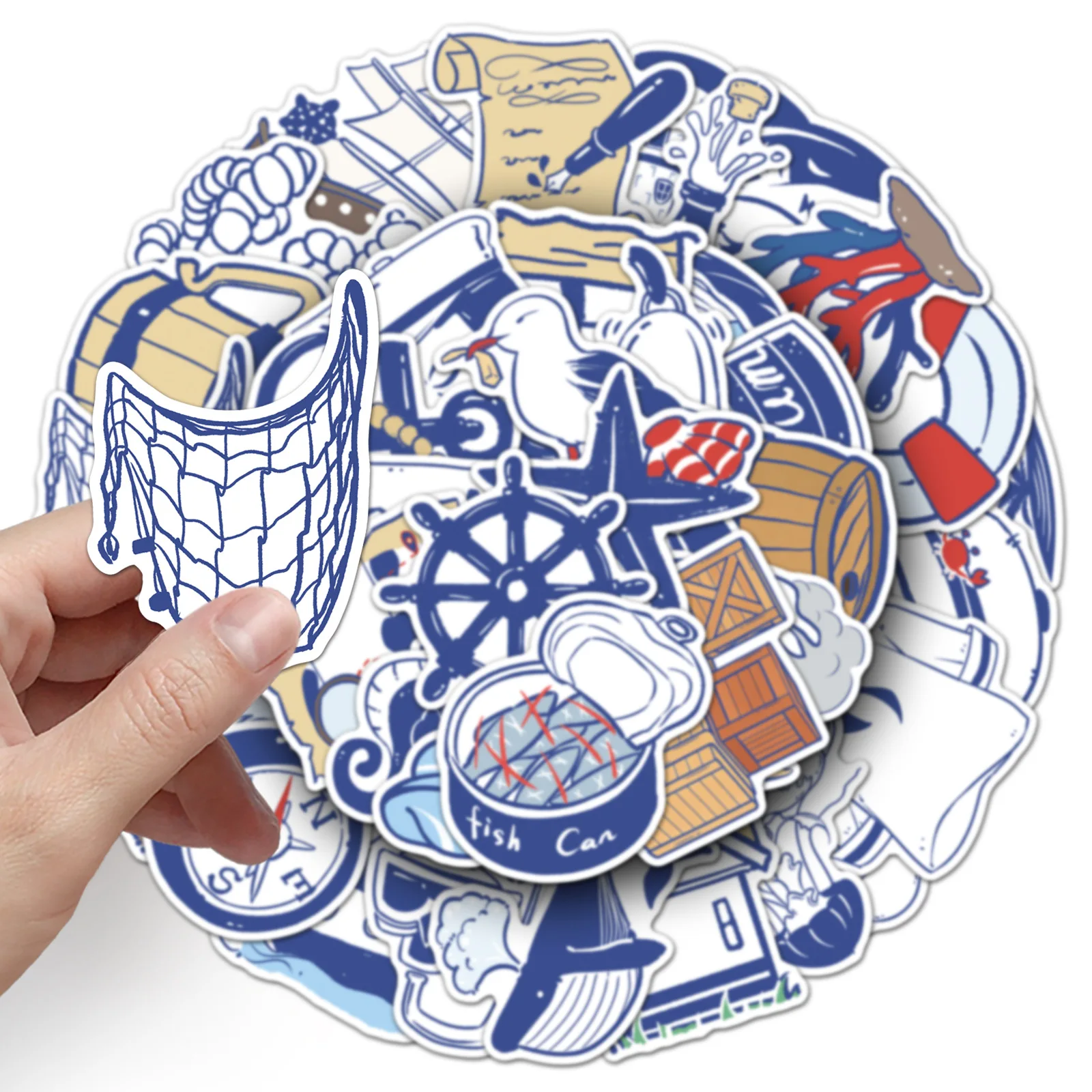 50 Navy style stickers, trendy sailing adventure DIY notebook waterproof decoration stickers