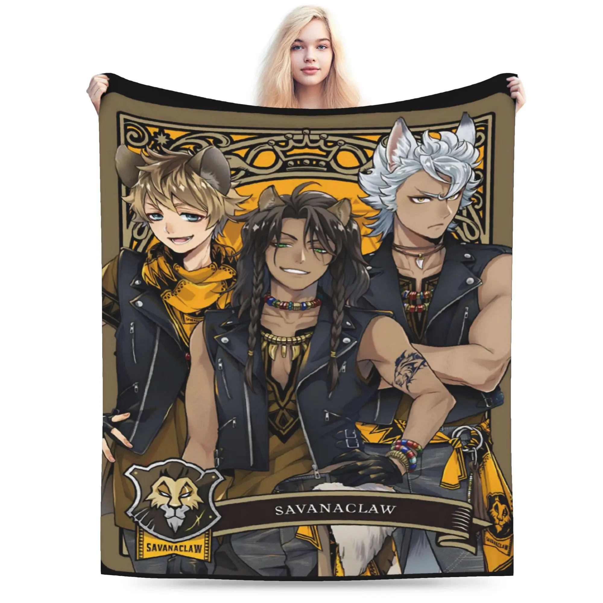 Twisted Wonderland Leona Kingscholar  Blanket Flannel  Multifunction Soft Throw Blanket for Bedroom Bedspreads