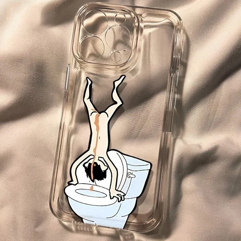

Super Funny Cute spoof Invert and defecate phone case Case iphone 11 12 13 14 15 16 17 Pro Max 15 16 Plus transparent cover﻿﻿﻿﻿