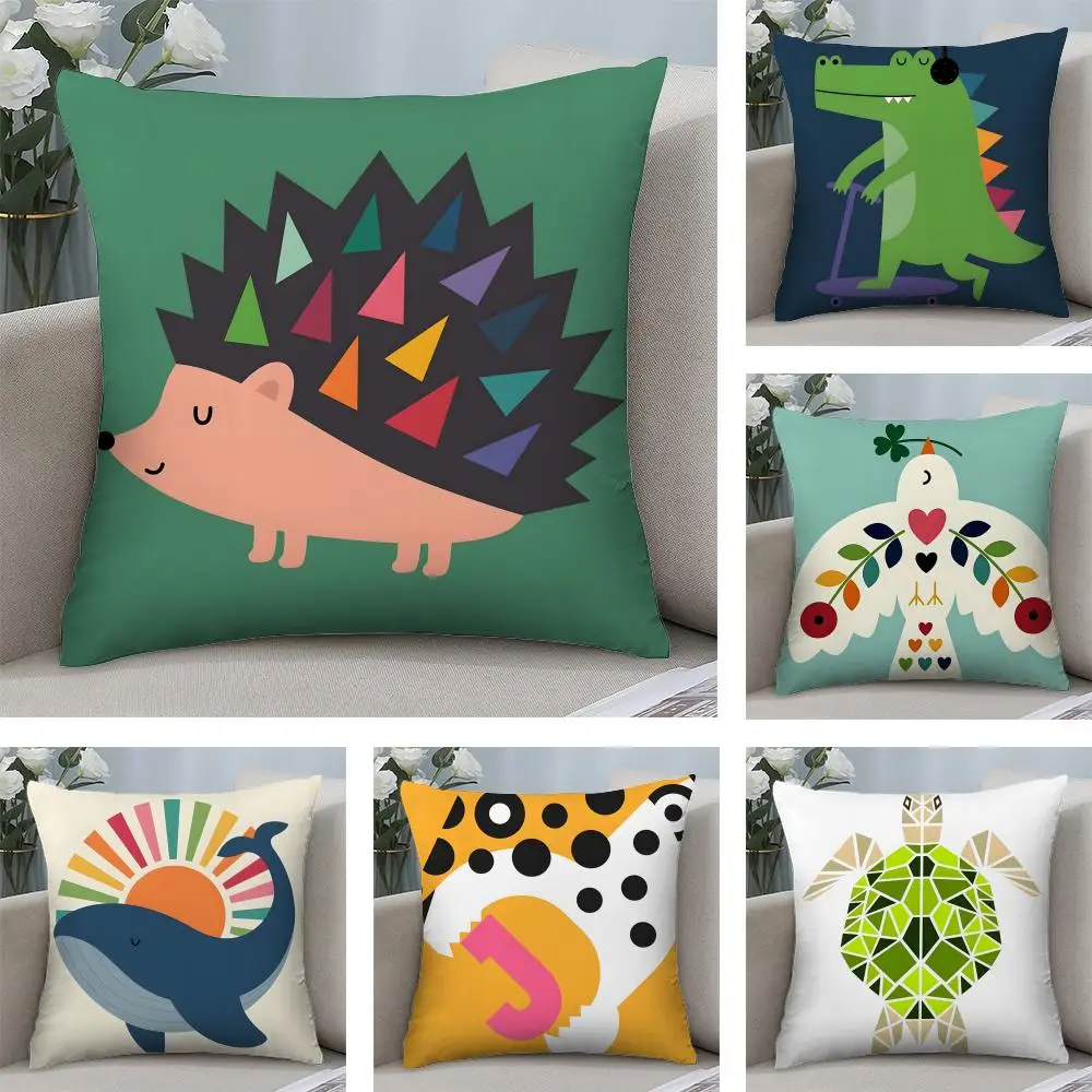 Geometric animal pattern Cushion Cover Soft Plush Fabric Dou