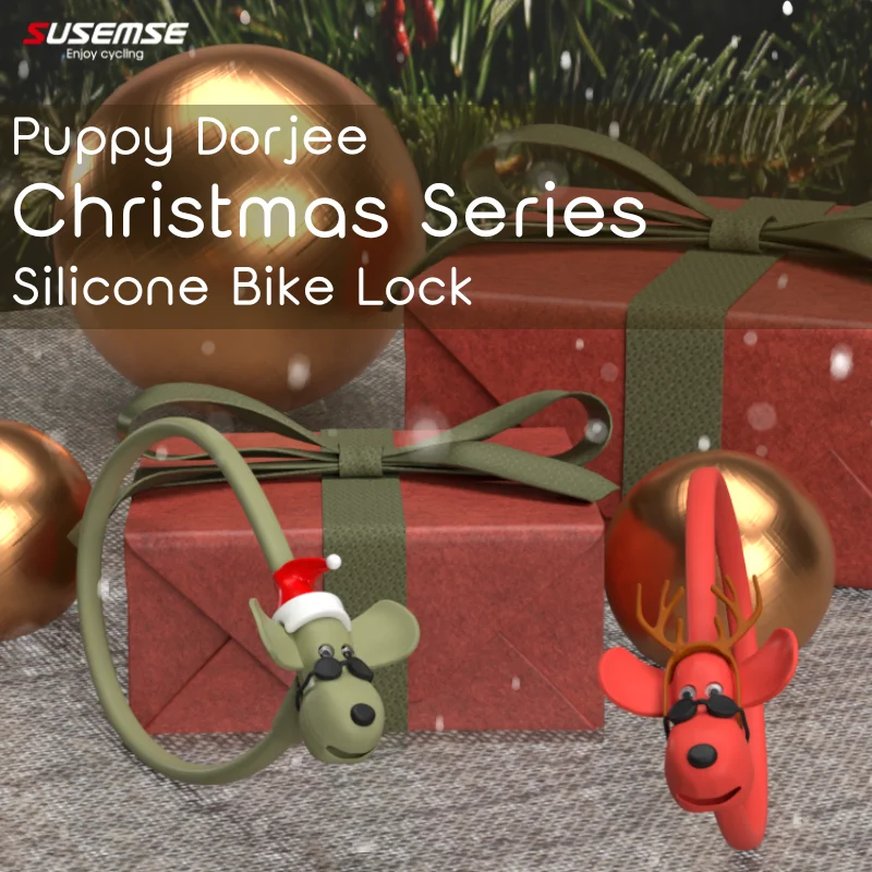 SUSEMSE Cute Silicone Bike Lock Christmas Series for mountain bike&road bike child bike Bike Accessories Anti-theft Bike Lock