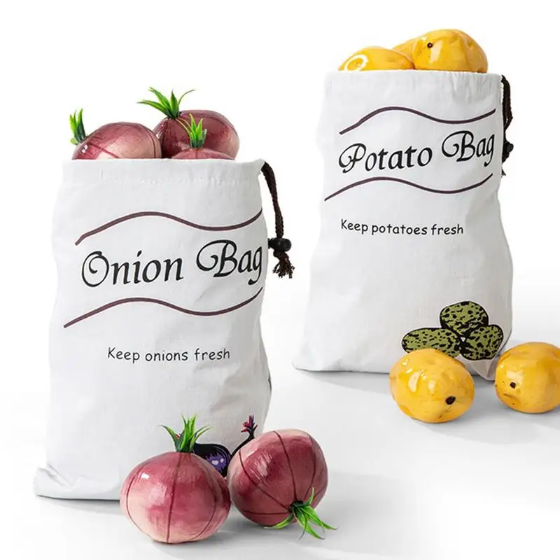 Potato storage bag Onion and potato storage bag vegetable and fruits pattern kitchen storage bags 5 pcs washable Shopping Bag