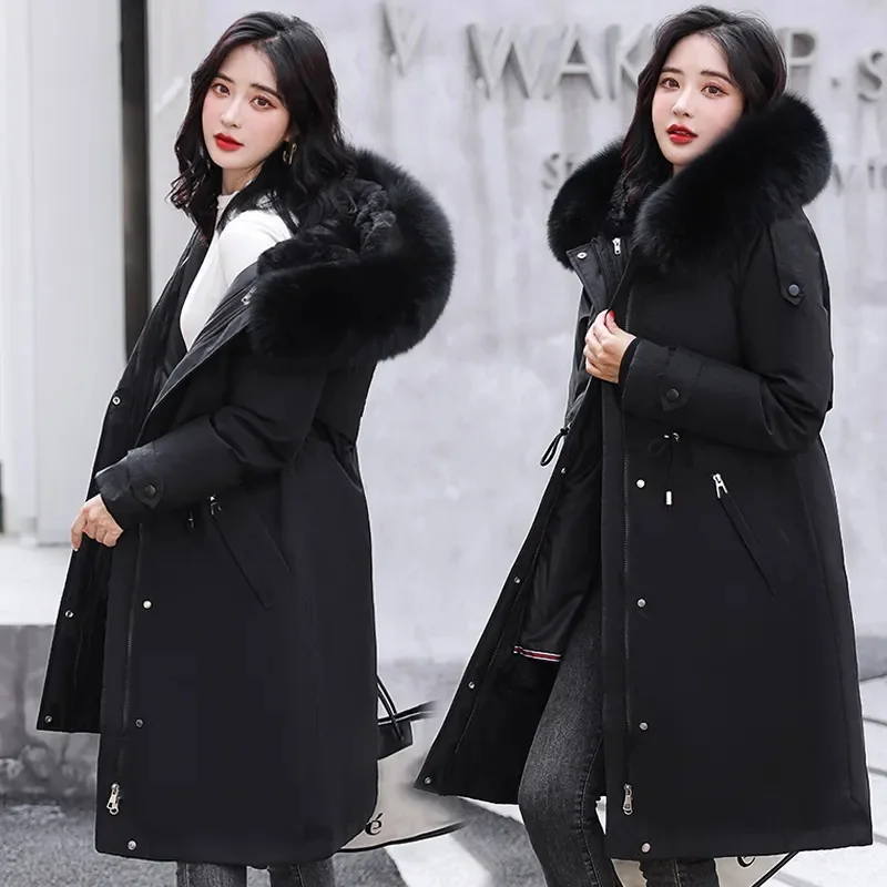 

2023 New Snow Wear Coat Parkas Winter Jacket Women Hooded Fur Collar Parka Thick Warm Female Jackets Long Coats Wamen Clothes