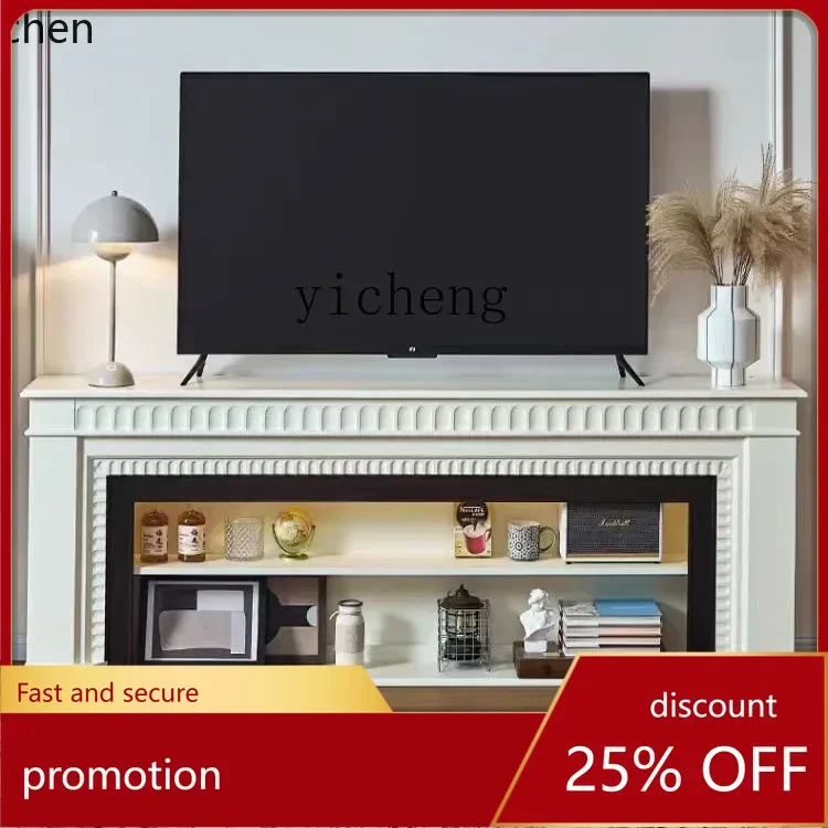 

ZMLall solid wood new black fireplace rack living room decorative entrance cabinet background wall TV cabinet