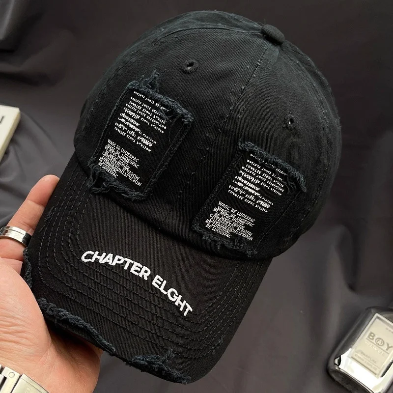 Retro Hiphop American Washed Hole Baseball Cap Summer Duckbill Versatile Hip-Hop Face Enhancing Small Hat