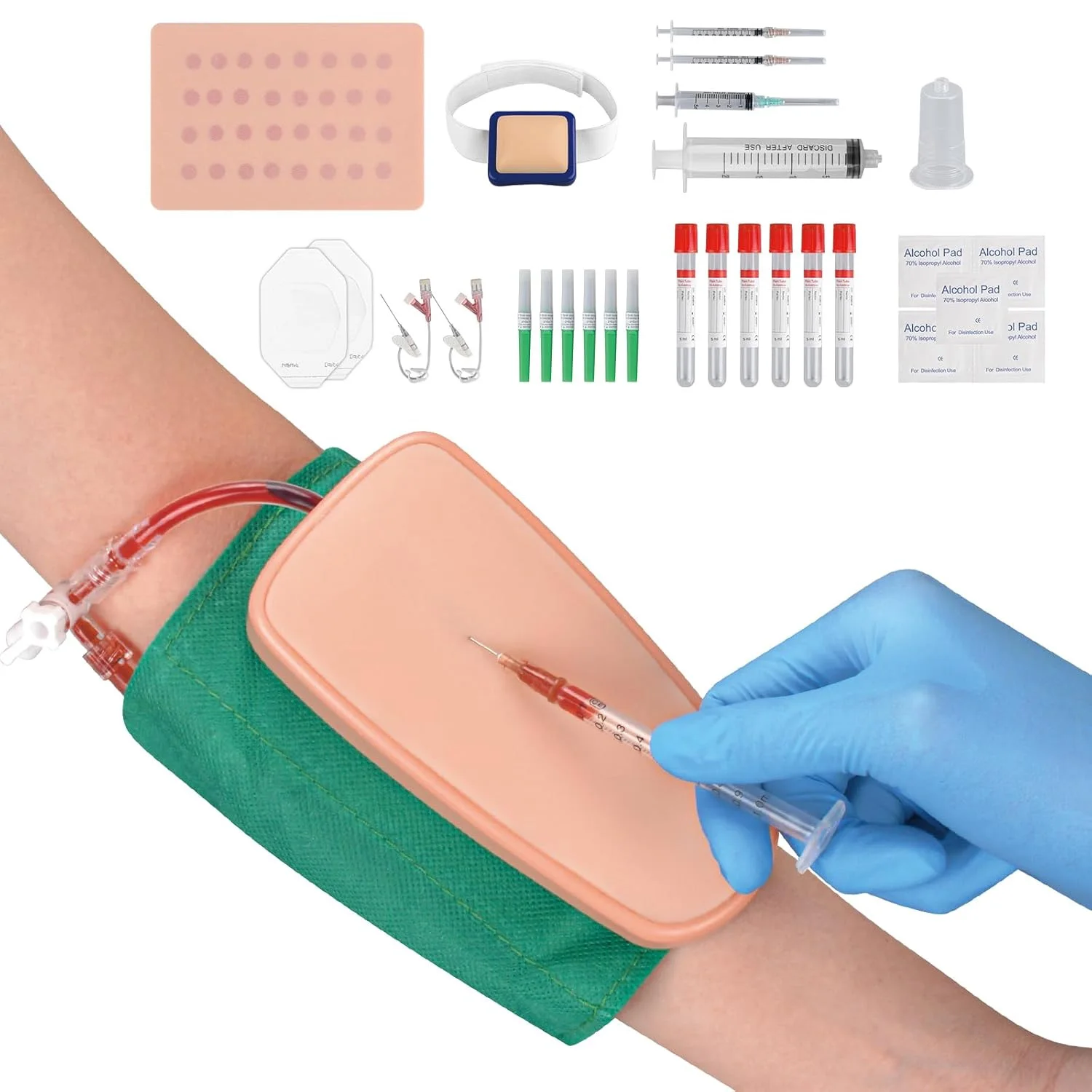 

Wearable IV Injection Training Pad for IV Insertion and Phlebotomy Venipuncture Practice for Medical Nurses Student Education
