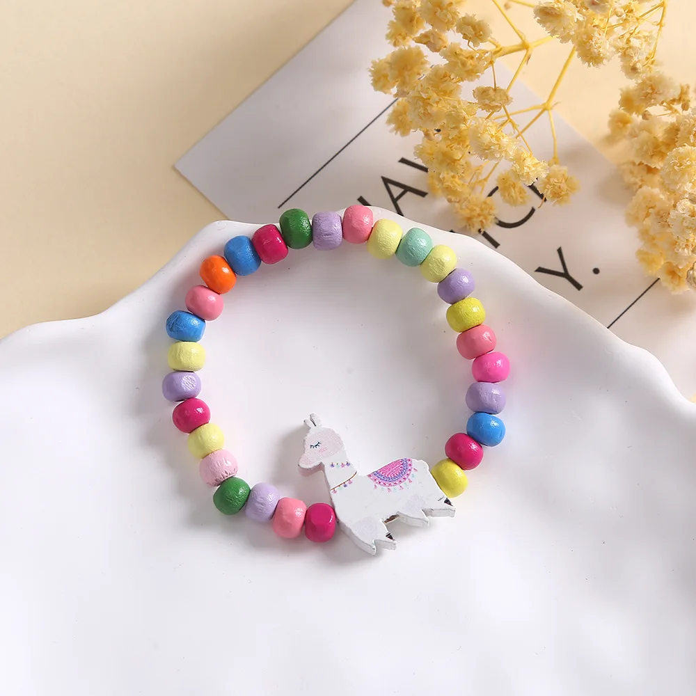 50Pcs/Set Cartoon Children Wooden Beads Color Bracelet for Girl Birthday Party Favors Baby Shower Guest Gifts Pinata Fillers New