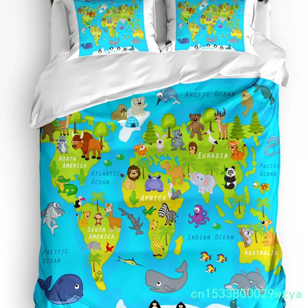 Winter Bedding Set For Bedroom Bed Home Cute Penguins Hand Drawn Style Set Merry Christma Duvet Cover Quilt Cover And Pillowcase