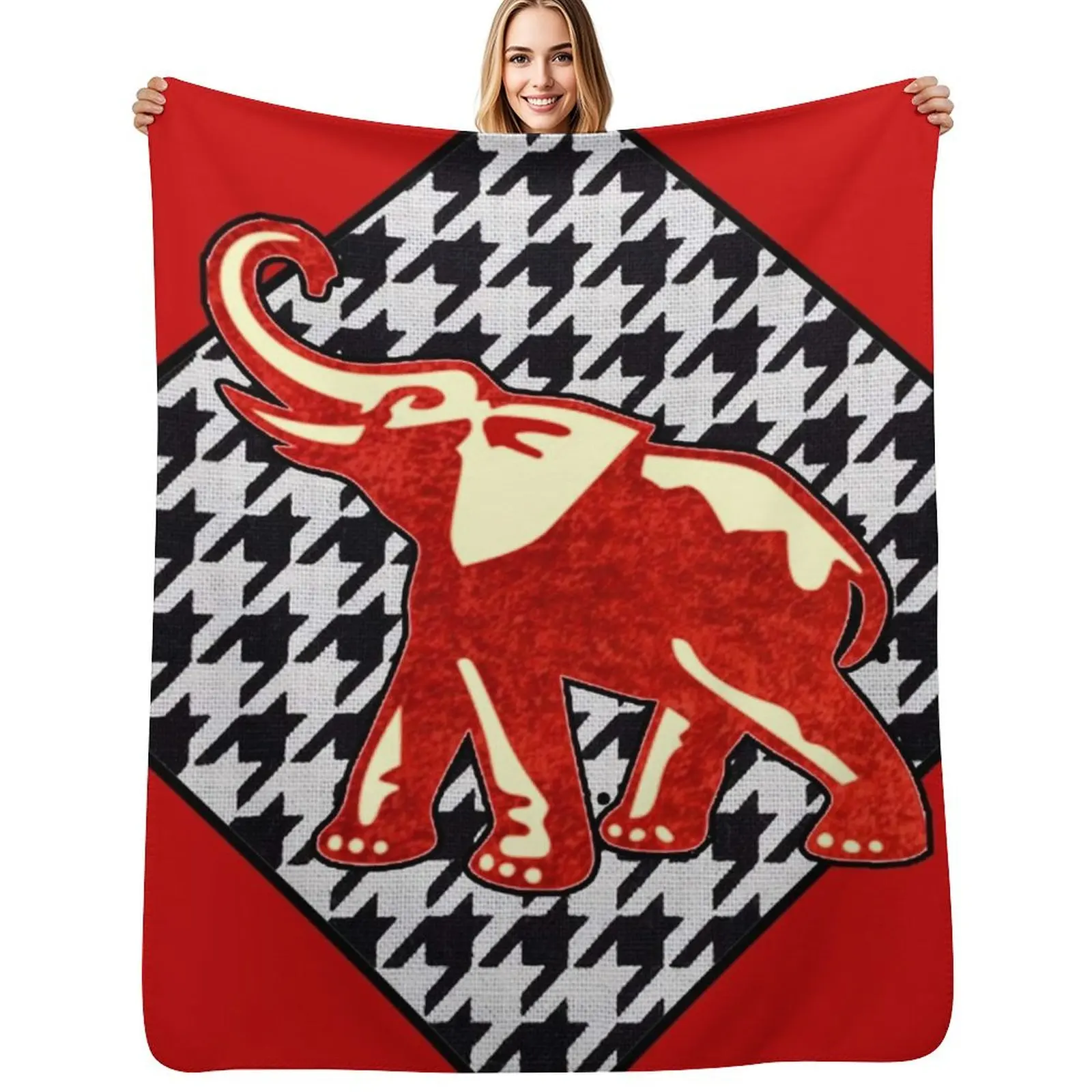 Red Elephant Houndstooth Diamond Throw Blanket halloween Bed Fashionable Sofa Throw Luxury St valentine gift ideas Blankets