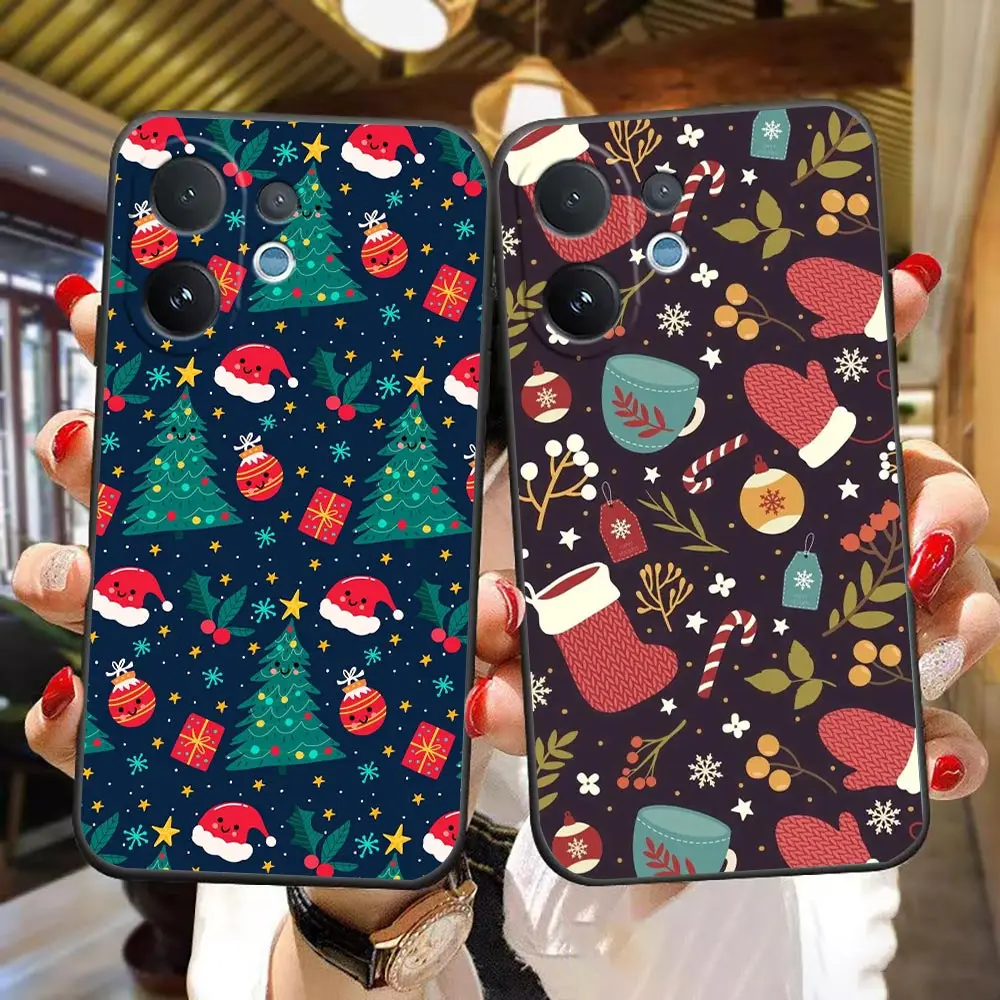 Phone Case For VIVO V70 V60 V50 V40 V20 V21 V23 V23E V25 V25E V27 V27E V29 V29E V30 TPU Case Cover Merry Christmas Santa Hat