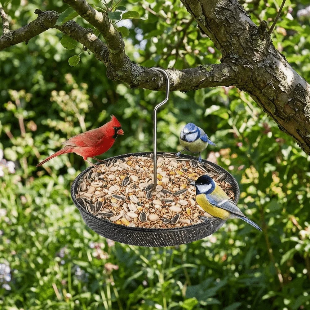 Creative Large Capacity Hanging Bird Feeder Rustproof Metal Mesh Bird Food Tray Durable Hummingbird Feeder Garden