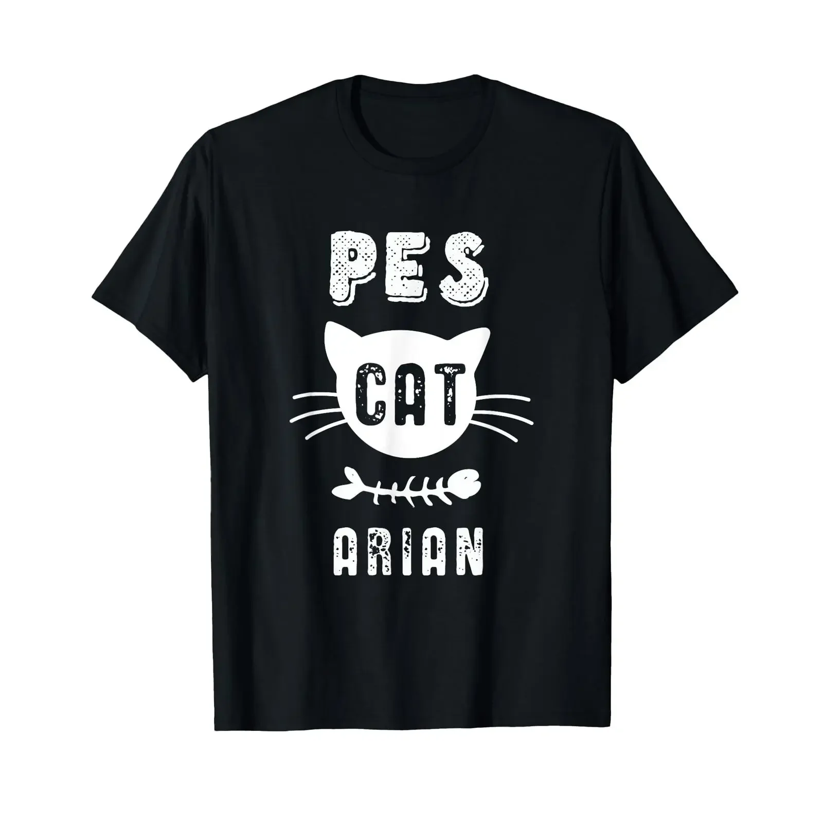 Pescatarian with Cat and Fish Bone for Pescetarier T Shirt vintage Washed Breathable Stylish Stretched Versatile Unisex graphic