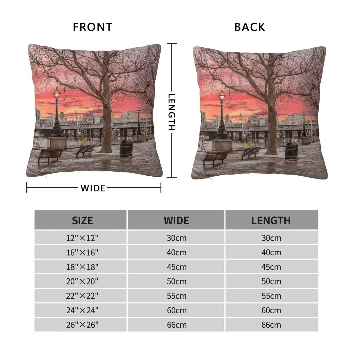 Southbank Sunset London Pillowcase Polyester Linen Velvet Printed Zip Decor Bed Cushion Cover 18