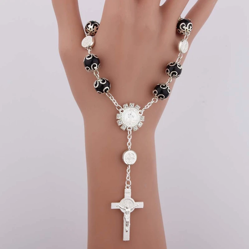 Baptism Rosary Faux Pearls for Cross Bracelet for Baby Shower Party/Wedding/Gift