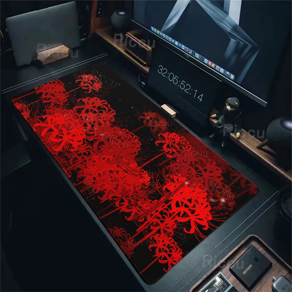 Mouse Pad Black And Red Spider Lily Gaming Home Computer Keyboard Decor New Mousepad XXL Mats Office Rubber Notebook HD Printing