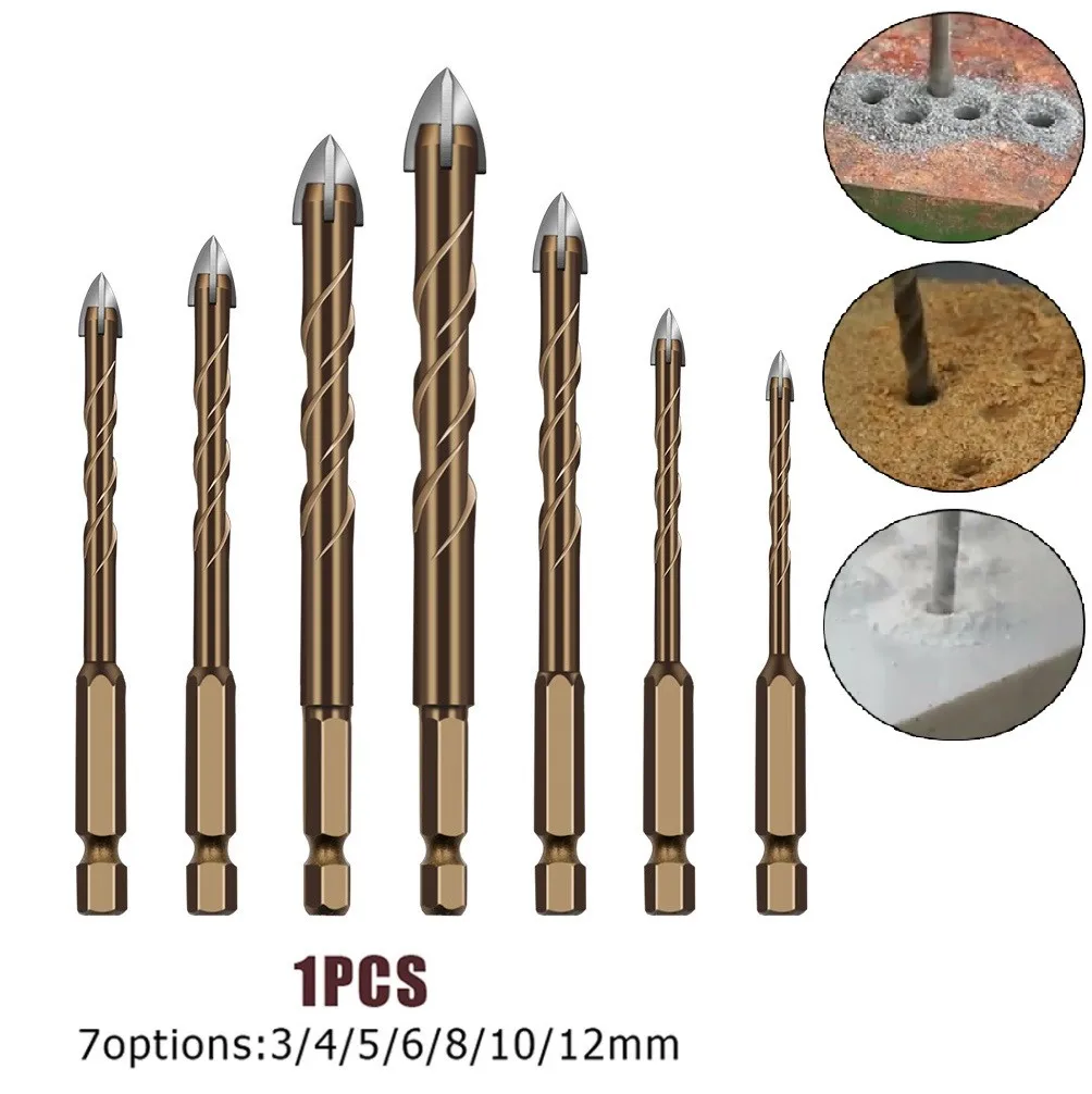 1 st Cross Hex Tegel Bits Tegel Glas Keramiek Hout Beton Gat Opener Legering Driehoek Spiraalboren Voor Metaal Hout Boren