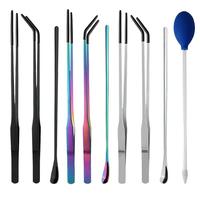 Reptile Feeding Spoon 4 Pieces Tweezers Set With Rubber Tip Comfortable Professional Terrarium Reptile Supplies For Gecko Lizard