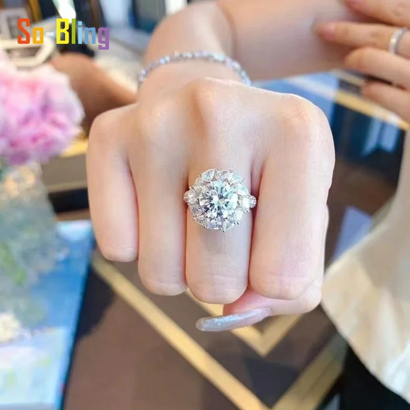 So-Bling 3ct مويسانيتي الدائري 9.3 مللي متر D VVS1 مع شهادة Gra 925 فضة خواتم للنساء أنيقة غرامة مجوهرات الحفلات #5