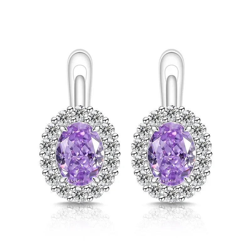 Exquisite Ice Flower-Cut Pigeon Egg 925 Sterling Silver Earrings with High-Carat Diamond Egg-Shaped Earrings for Ladies' Jewelry
