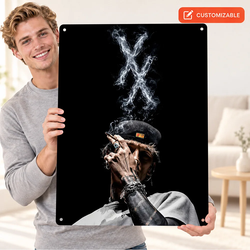 Machine Gun Kelly Double X Printed Poster Customized Aluminum Metal Sign Black And White Photography Wall Art For Living Room