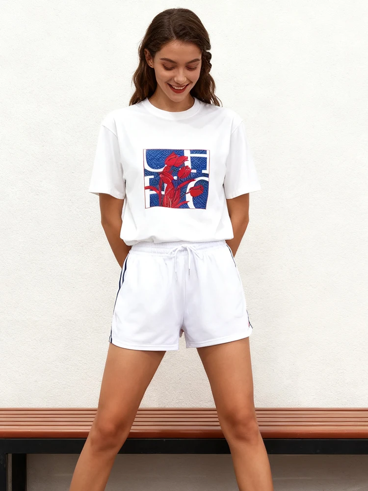 

CH Round Neck Floral Letter Printed T-shirt High Quality 2025 New Men's Women's Classic Trendy Short Sleeved T-shirt