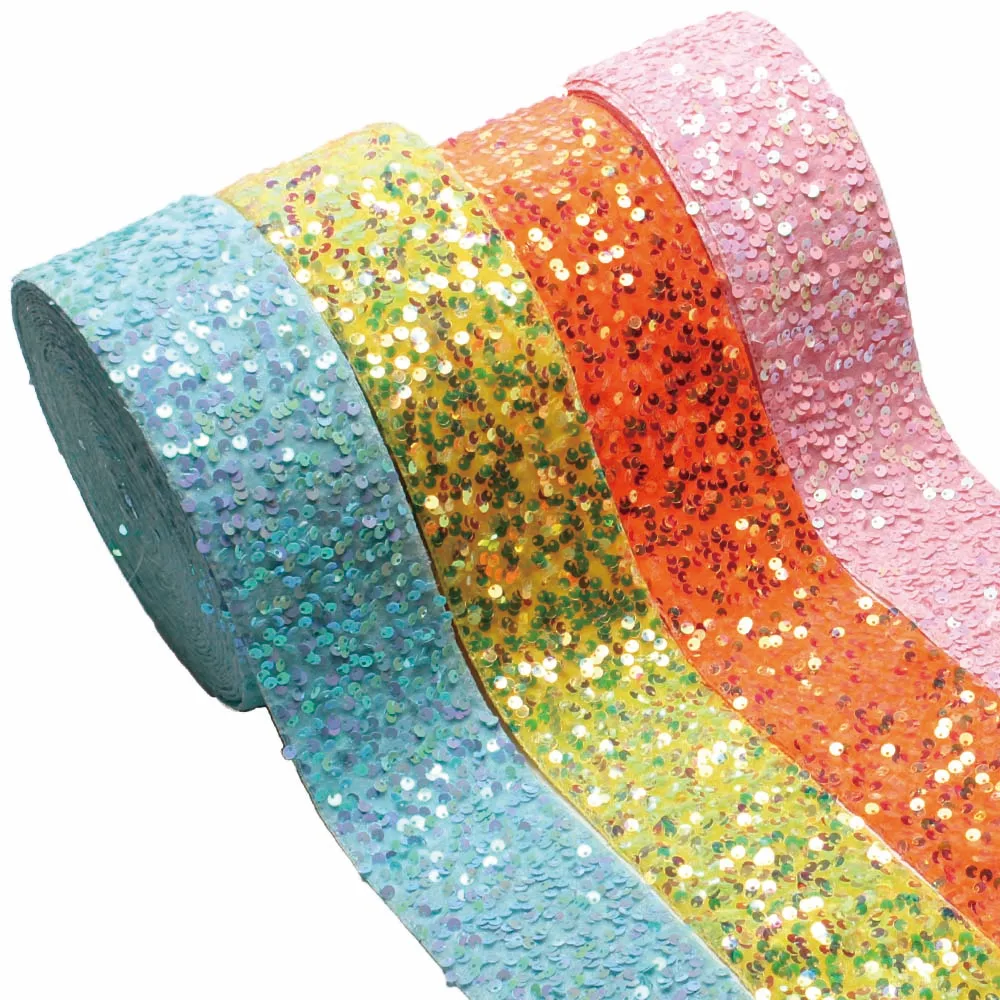 20yards Velvet 3'' Sequins Ribbon 75mm DIY for Hairbows DIY handmade materials in stock