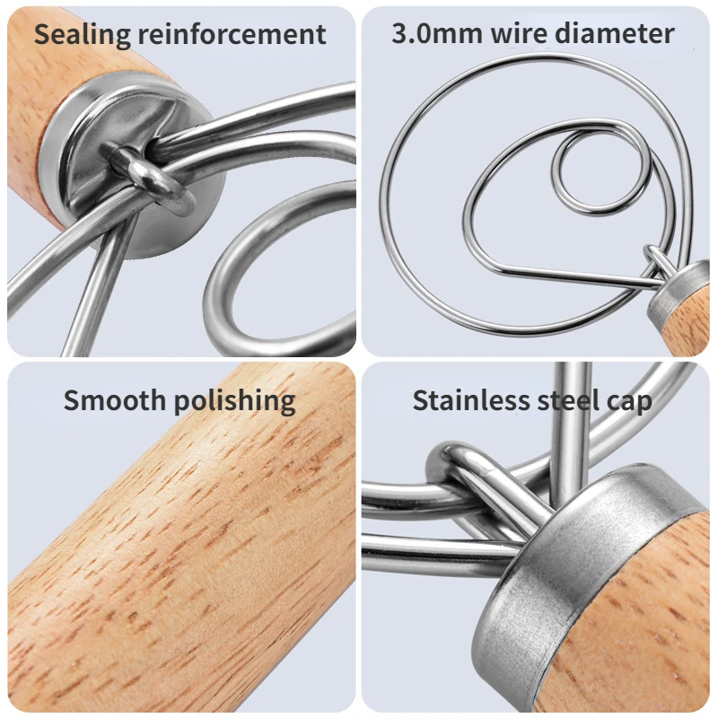 Große Hand Dänischen Teig Schneebesen Brot Mischer Edelstahl Kuchen Teig Mischer Stick Schneebesen Küche Backen Mixer Werkzeuge