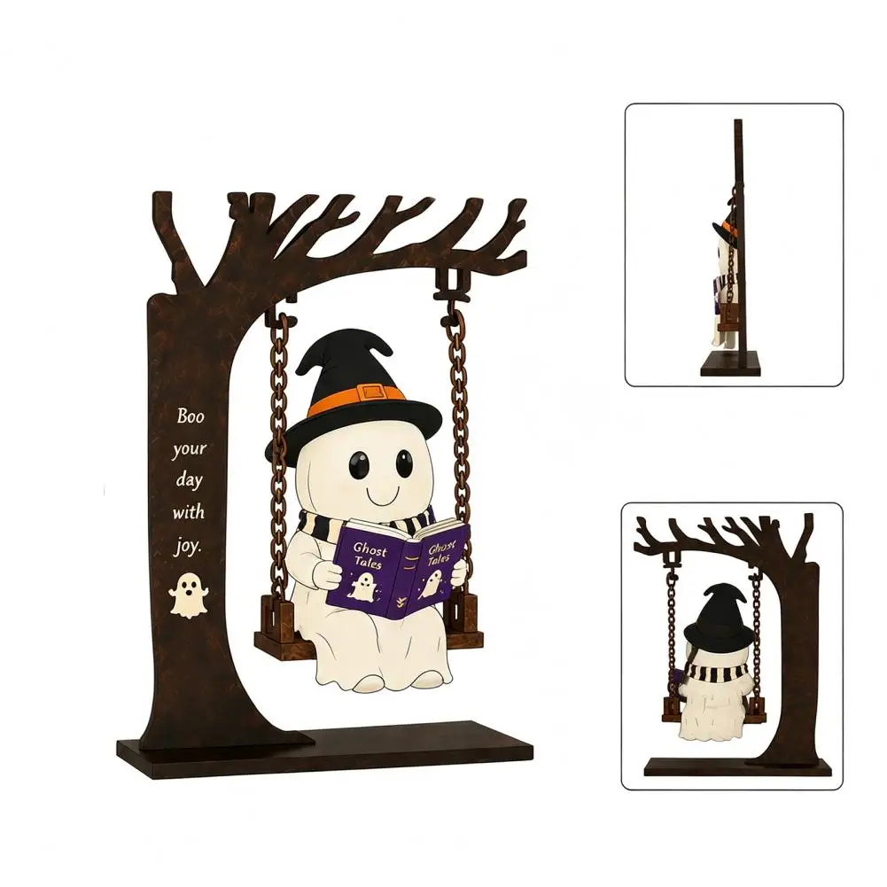 Realistic Ghost Decor for Home Funny Halloween Swing Ornament Set Witch Skeleton Mummy Pumpkin Ghost Figurines for Spooky