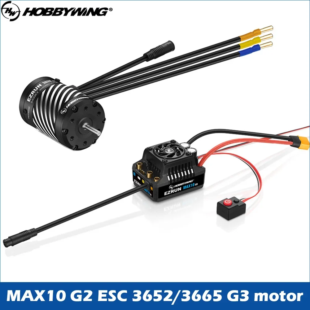 RoRuSHobbywing EZRUN MAX10 G2 80A/140A 2-3S Waterproof Brushless ESC & 3652/3665 SD G3 Sensored Brushless Motor For 1/10 RC Car