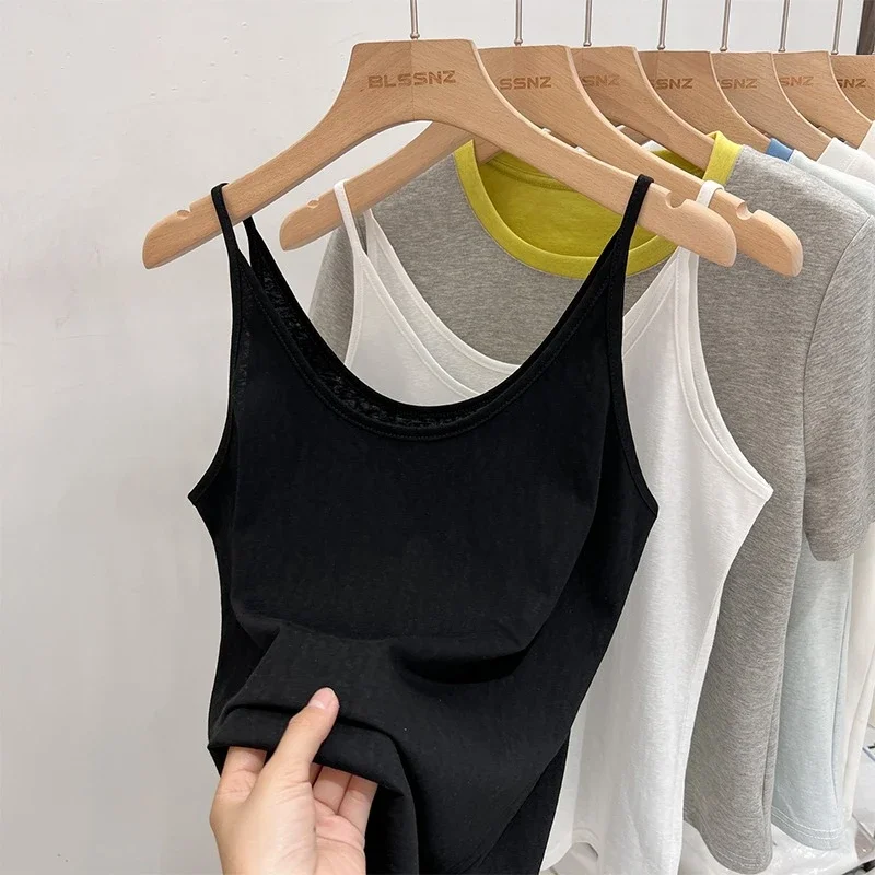 

Zjaiss 2025 Fashion Sleeveless Top Women Sexy Crop Tops Lady V Neck Spaghetti Strap Camisole Women's Inner Wear Strap Vest