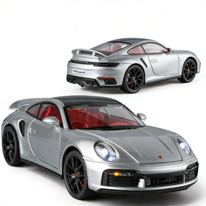 

Simulation model 1:24 sports car 911 alloy car model light pull back business gift meeting room window ornament collection gift
