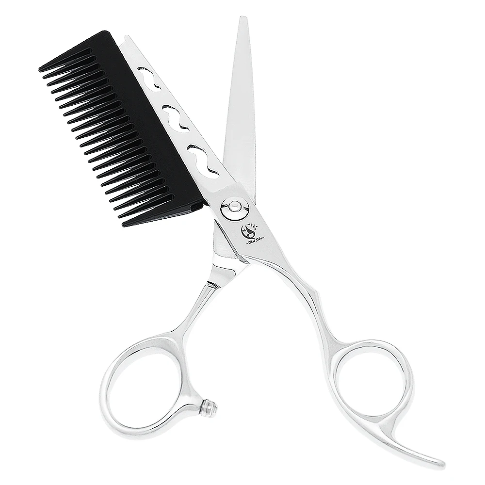 

6 Inch Hair Scissors with Detachable Comb Japan Steel Professional Flat Hair Cutting Shears Barber Special Hair Trimmers A0195A