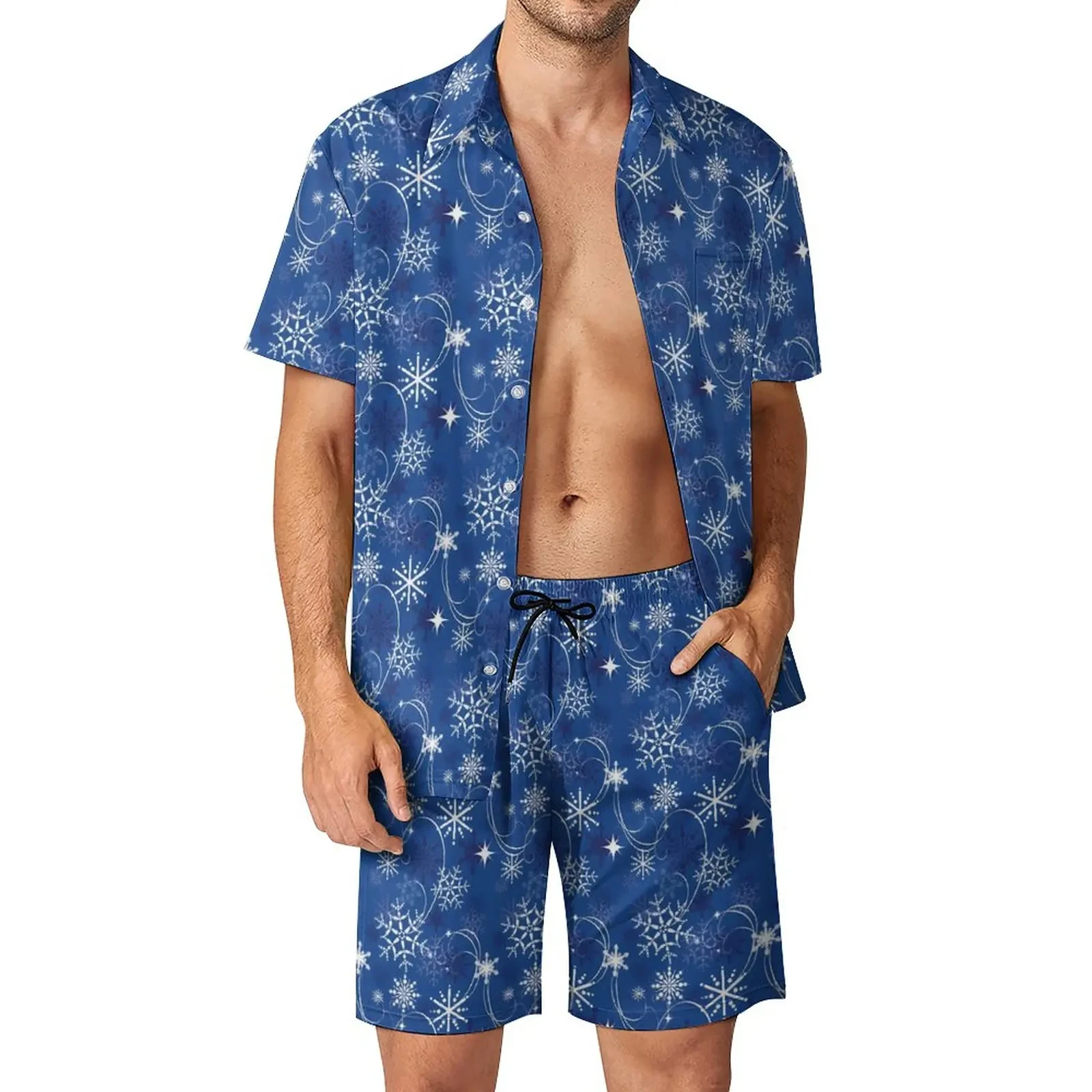 

Snowflake Shirt Sets 3D Printed Men Casual Fashion Short Sleeves Shirts Oversized Beach Shorts Hawaiian Streetwear Suits Clothes