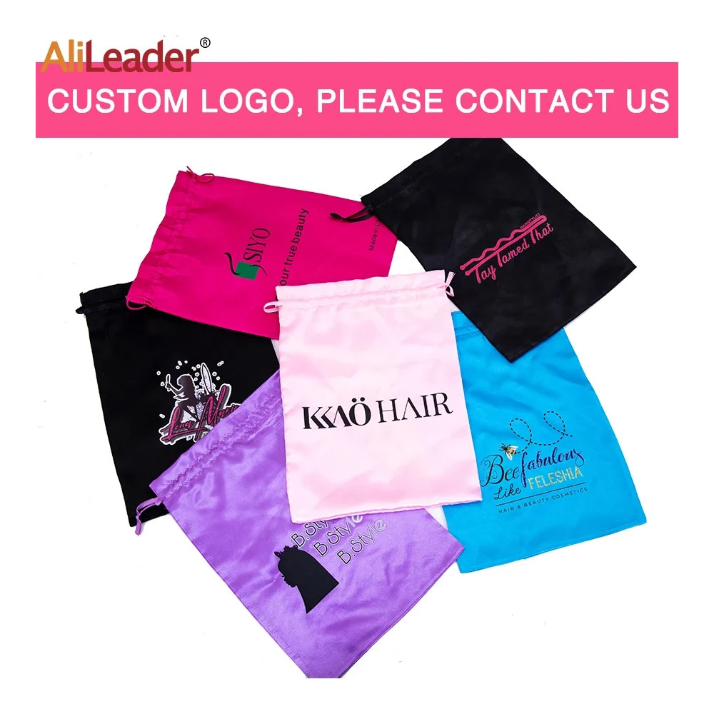 

Satin Wig Storage Bag with Drawstring Black/Gold Silk Travel Case for Hair Extensions And Wigs Customizable Haircare Accessories