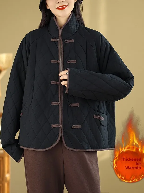 

Свободное женское хлопковое пальто в стиле ретро, новинка зимы 2025, универсальное хлопковое стеганое пальто на пуговицах, теплое хлопковое пальто Dr