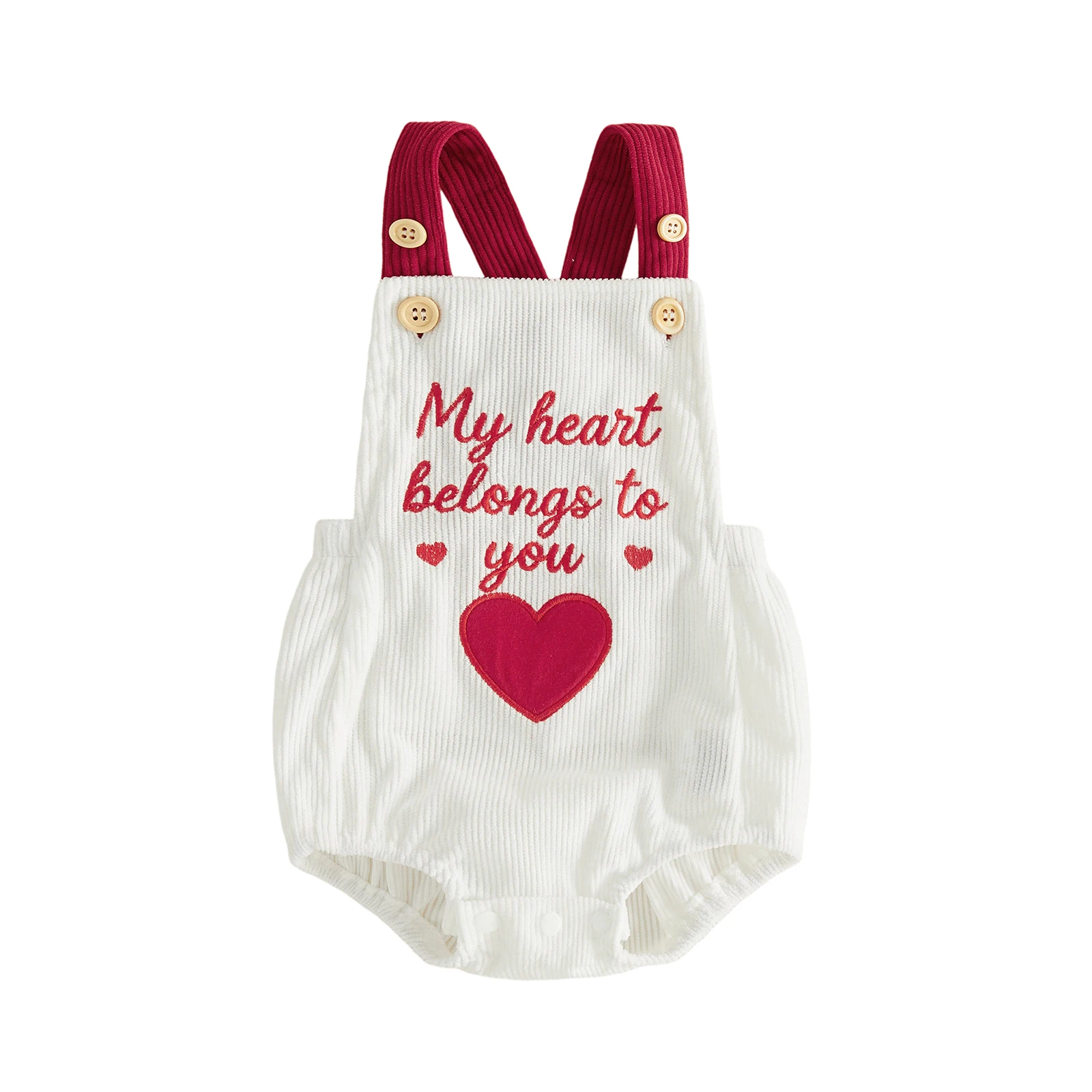 Baby Girl Valentine s Day Romper Letter Embroidery Sleeveless Overalls