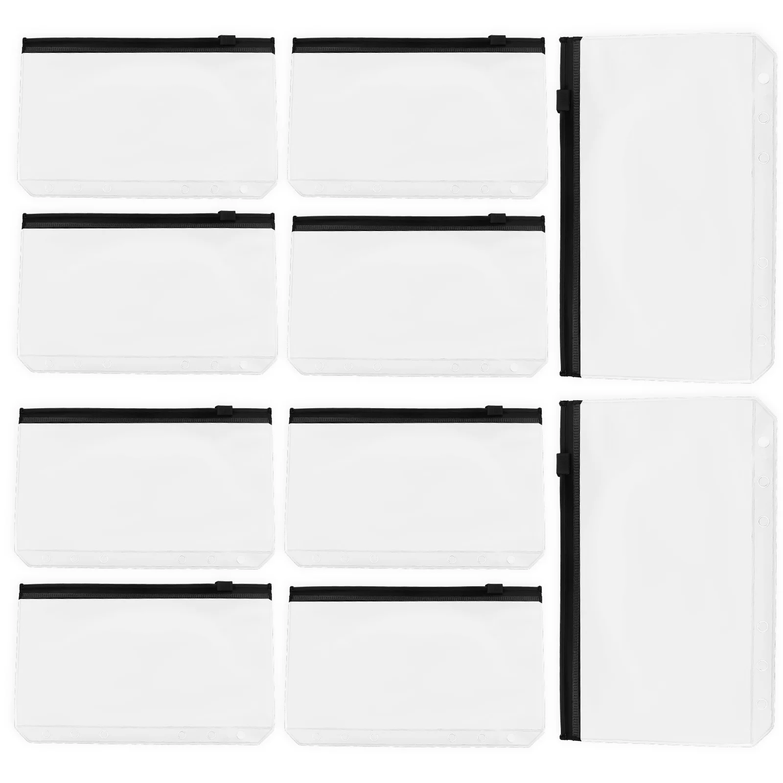 

10pcs Black Notebook Storage Bag Transparent File Bags Zipper PVC Binder Pouches Document File Bags Thin