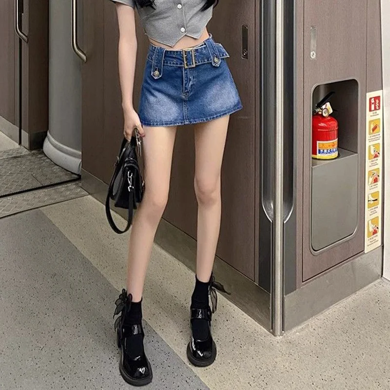 ガールズファッション ハイウエストデニムスカート 夏新作 レディース レトロ ミニスカート 女性 シック 韓国風 薄手 ショート丈 ジーンズワンピース