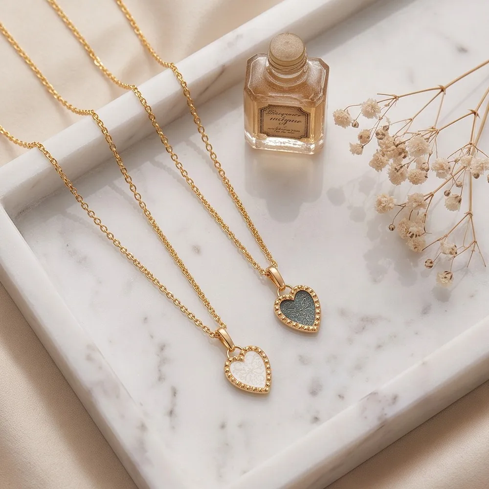 LAMOON Nautural Gemstone White Shell Pendant Necklaces For Women Heart Shape 925 Sterling Silver Gold Plated Fine Jewelry Dainty