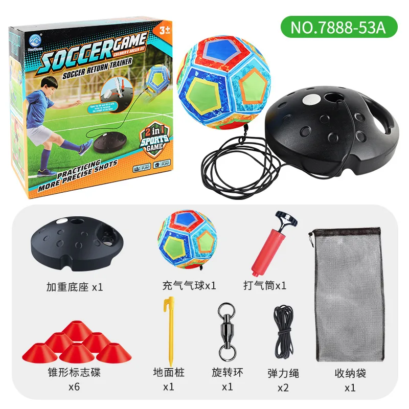 Soccer Rebound Trainer with 2 Goals Kids Football Practice Set for Dual Player Competition Outdoor Sports Training Toy