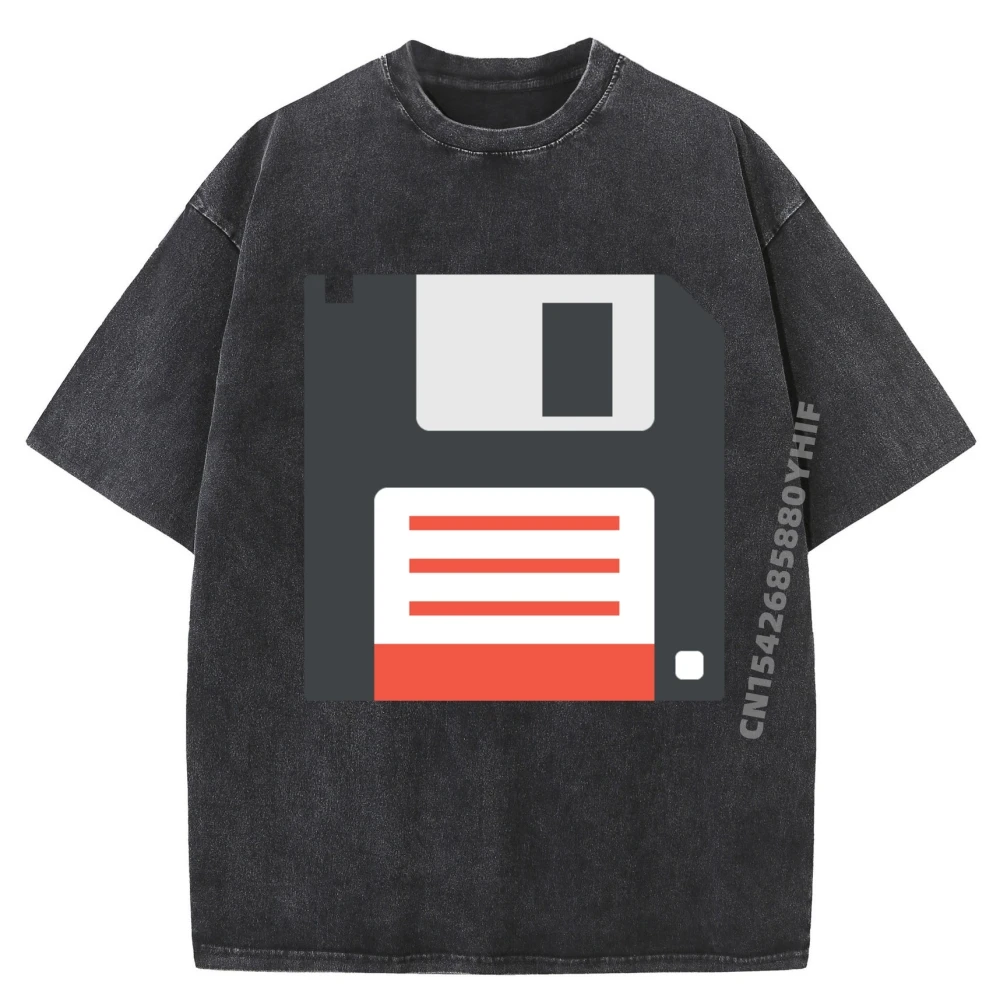 

Mens Printed Tees Floppy Computer Disk Graphic T Shirts For Men Designer Clothes Men Streetwear Washed T-shirts Family