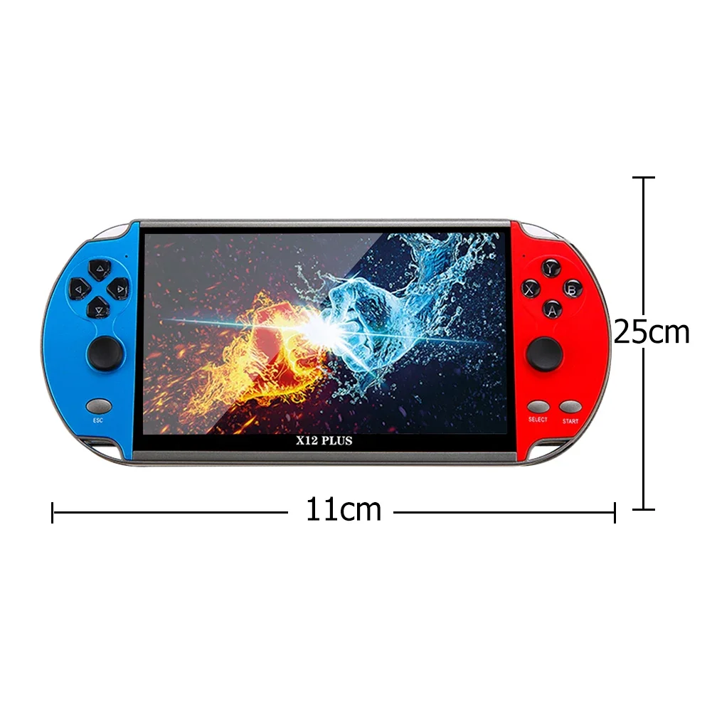 GAMINJA X12 Plus وحدة تحكم بجهاز لعب محمول 7.1 بوصة عصا تحكم مزدوجة IPS شاشة لعبة فيديو لاعب مدمج 32G TF بطاقة لـ GBA GBC NES