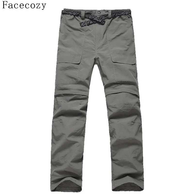 Facecozy New Men Summer Quick Drying Hiking Trekking Pants Male Removable Camping Pant Outdoor Ultra-thin Fishing Trousers