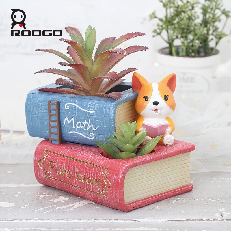 Cute Cartoon Corgi Succulent Pots Home and Garden Flower Plant Pots Decorative resinss Planter
