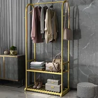 Golden Stand Shoe Rack Clothes Hangers Living Room Design Coat Rack Wrought Iron Clothing Store  Furniture