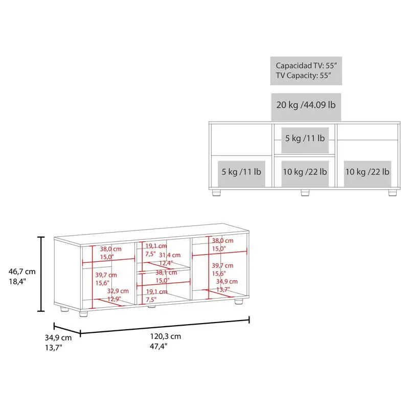 Stojak pod telewizor z 1 drzwiczkami i 4 półkami, mieści telewizor do 55 cali, nowoczesny design do salonu i centrum rozrywki