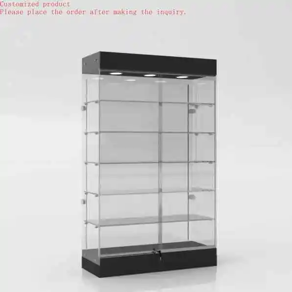 

Custom.Full Vision Retail Shop Lockable Glass Clear Display Showcase for Product Display Frameless Shop Glass Case with LED