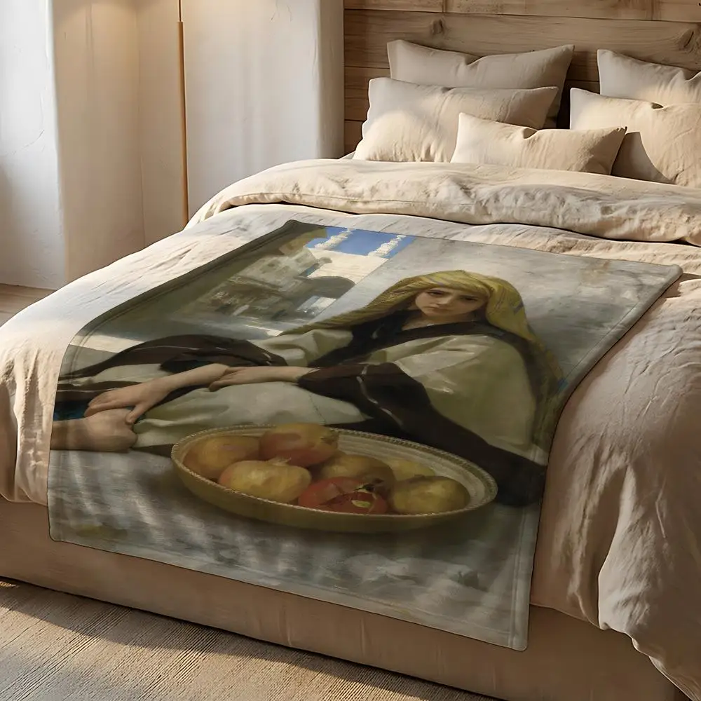Artist William-Adolphe Bouguereau Throw Short Plush Throw Blanket Soft Skin-Friendly Multi-Scene Home Office